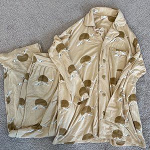 Kate Quinn Large The Woods Modal Bamboo Crane Print PJ Pajamas Set